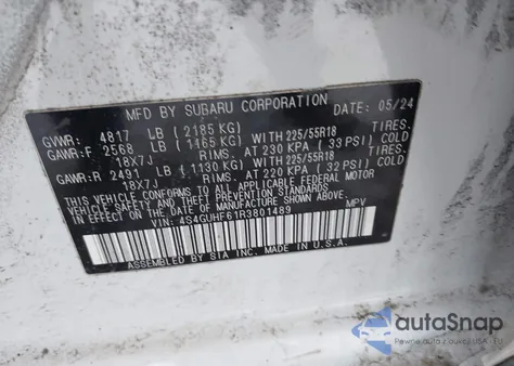 2024 Subaru Crosstrek Sport из США, поврежденный, VIN 4S4GUHF61R3801489